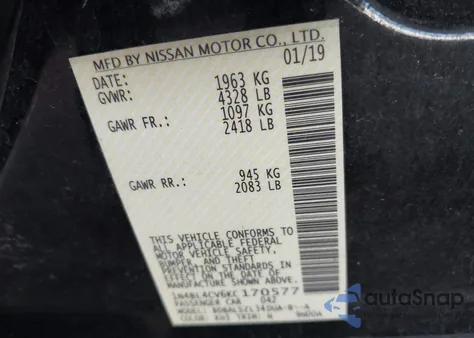 2019 Nissan Altima 2.5 Sr z USA, uszkodzony, nr VIN 1N4BL4CV6KC170577